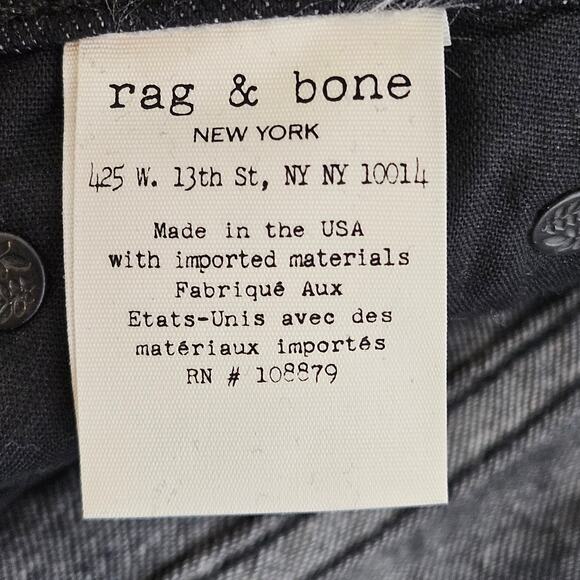 Rag and Bone Women's Black Mid-Rise Snake Print Wax Denim Jeans | 23 - Picture 14 of 16